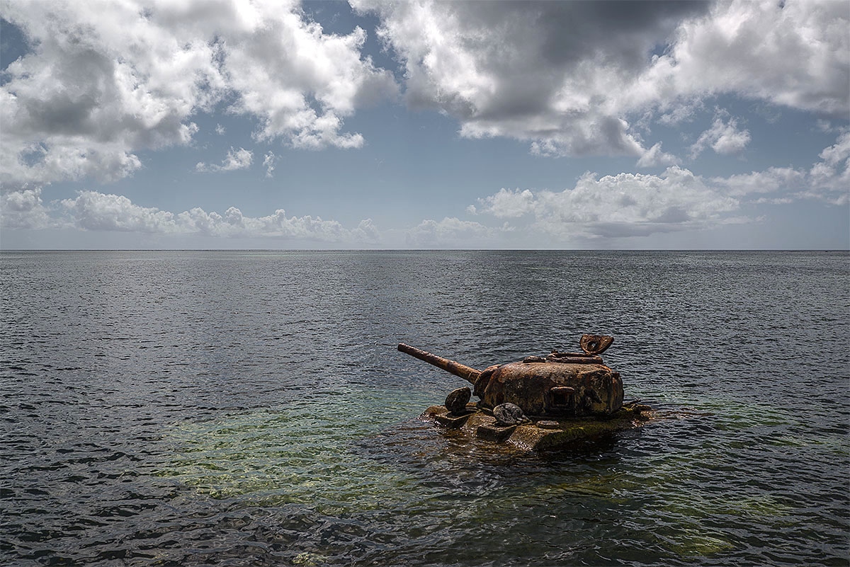 early retirement, rip #73, 2014, saipan (this sherman quit before the battle of saipan started and since 70 years is a playground of reef fish)